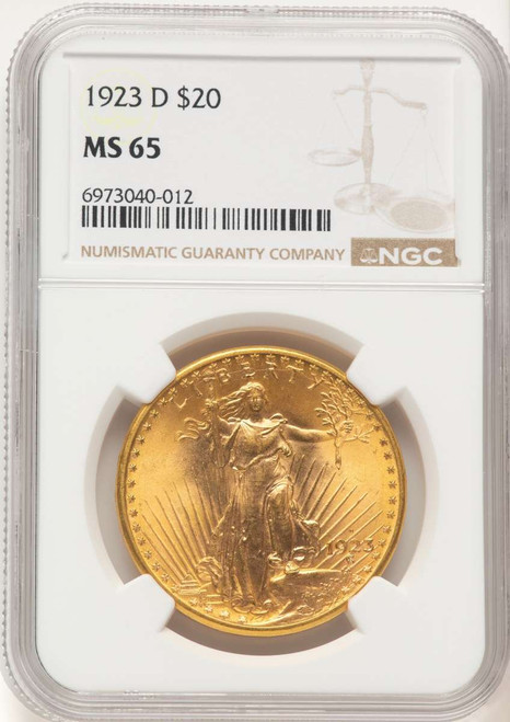 1923-D $20 Saint Gaudens Double Eagle NGC MS65 coin front image