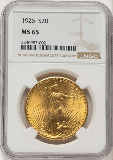 1926 $20 Saint Gaudens Double Eagle NGC MS65 coin front image