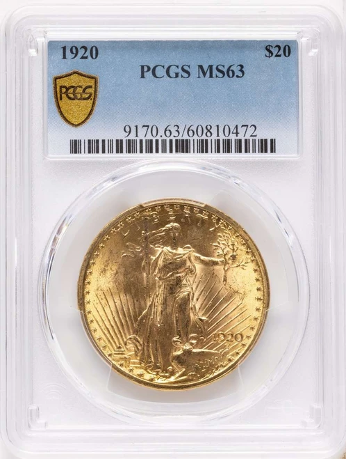 Bullionshark 1920 $20 Saint Gaudens Double Eagle PCGS MS63 - HAT171509224 