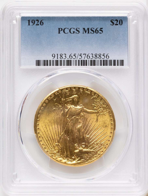 1926 $20 Saint Gaudens Double Eagle PCGS MS65 coin front image