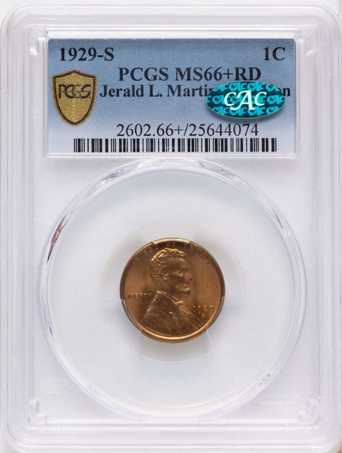 Bullionshark 1929-S 1C Lincoln Cent Coin PCGS MS66  CAC +    RD - HAT790618018 