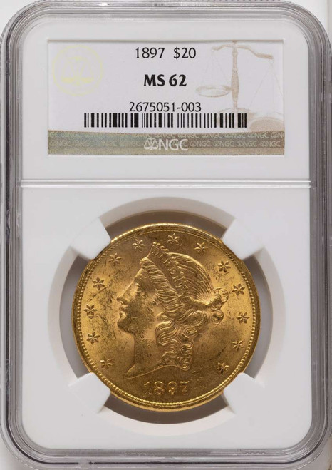Bullionshark 1897 $20 Gold Liberty Double Eagle NGC MS62 - HAT508310002 