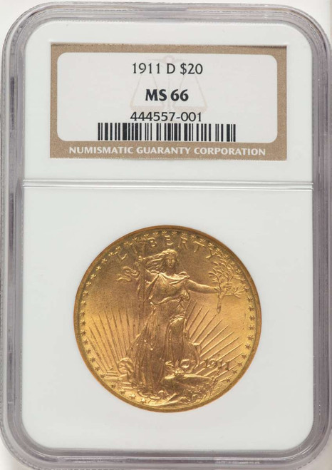 Bullionshark 1911-D $20 Saint Gaudens Double Eagle NGC MS66 - HAT507795004 
