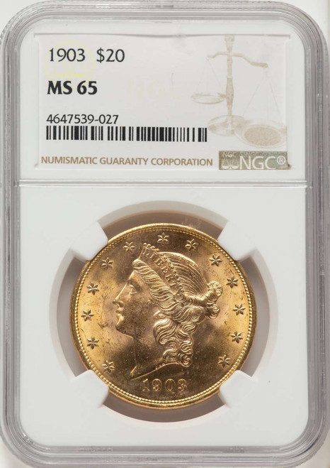 Bullionshark 1903 $20 Gold Liberty Double Eagle NGC MS65 - HAT787606044 
