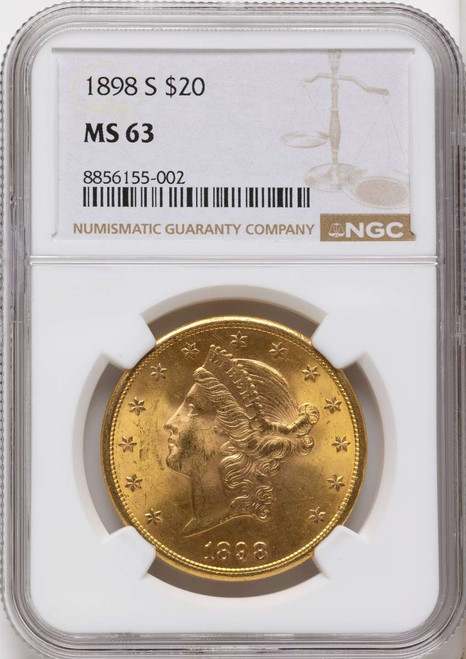 Bullionshark 1898-S $20 Gold Liberty Double Eagle NGC MS63 - HAT171508306 