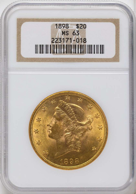 Bullionshark 1898 $20 Gold Liberty Double Eagle NGC MS63 - HAT525356043 