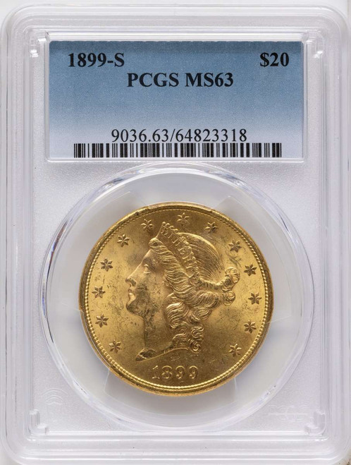 Bullionshark 1899-S $20 Gold Liberty Double Eagle PCGS MS63 - HAT789053019 