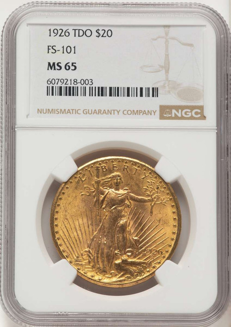 Bullionshark 1926 $20 Saint Gaudens Double Eagle NGC MS65   Tripled Die Obverse - FS-101 - HAT524214042 