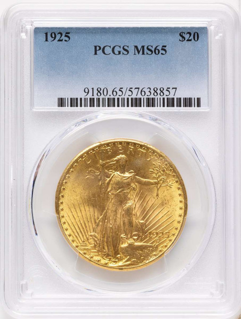 1925 $20 Saint Gaudens Double Eagle PCGS MS65 coin front image