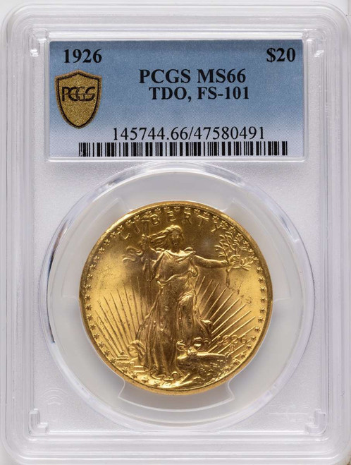 1926 $20 Saint Gaudens Double Eagle PCGS MS66   Tripled Die Obverse - FS-101 coin front image