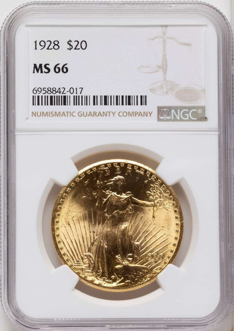Bullionshark 1928 $20 Saint Gaudens Double Eagle NGC MS66 - HAT790376011 