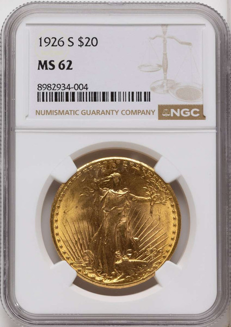 Bullionshark 1926-S $20 Saint Gaudens Double Eagle NGC MS62 - HAT177580001 
