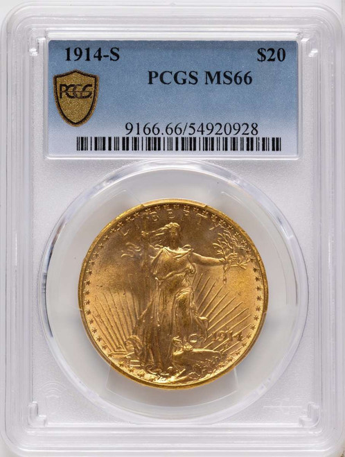 Bullionshark 1914-S $20 Saint Gaudens Double Eagle PCGS MS66 - HAT788808002 