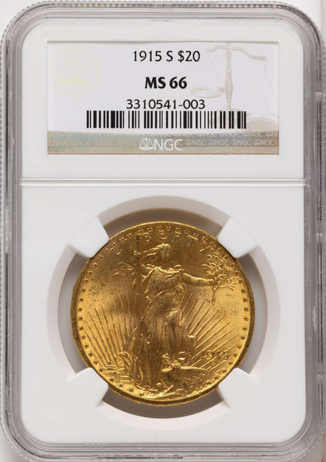 Bullionshark 1915-S $20 Saint Gaudens Double Eagle NGC MS66 - HAT791086015 