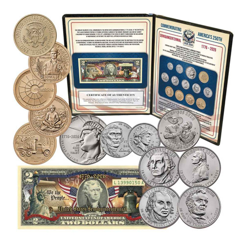 Commemorating America 250th Coin and Currency Set - Full Sized Album