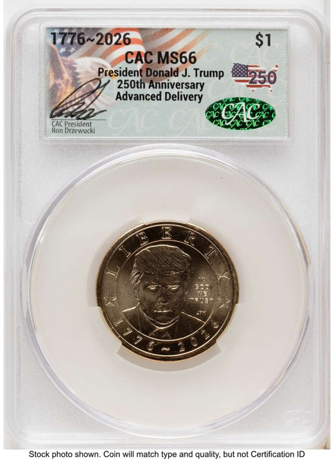 2026 $1 Modern Bullion Coin CACG MS66   Donald J. Trump Semiquincentennial coin front image