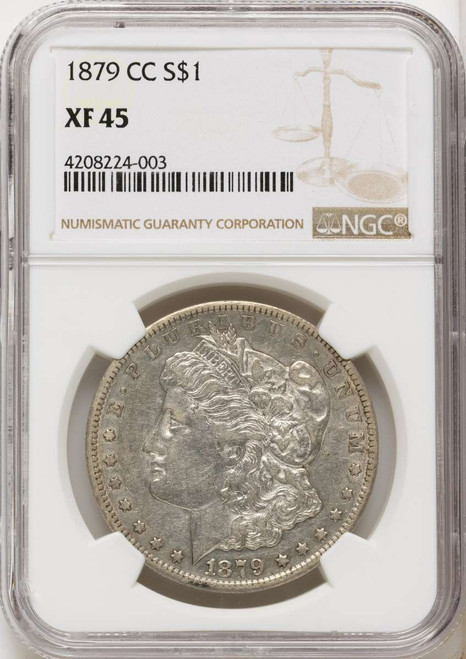 1879-CC S$1 Morgan Silver Dollar Coin NGC XF45 coin front image