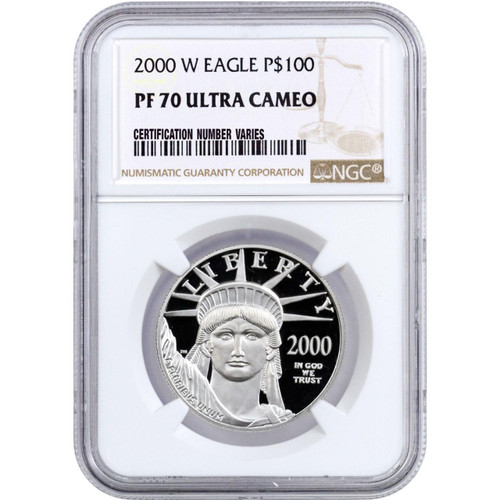 Bullionshark 2000-W $100 Platinum Eagle NGC PF70 UCAM
