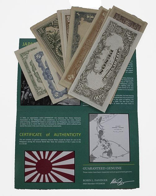 Bullionshark Japanese Invasion Money of the Philippines: A Set of 12 Banknotes (AU-UNC) 