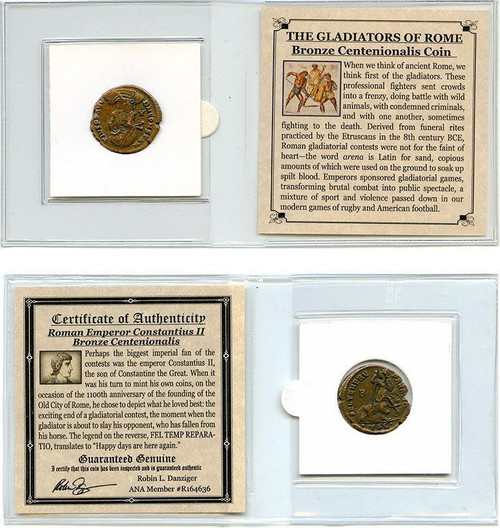 Bullionshark Roman Centenionalis Constantius II Gladiator Mini (C) 