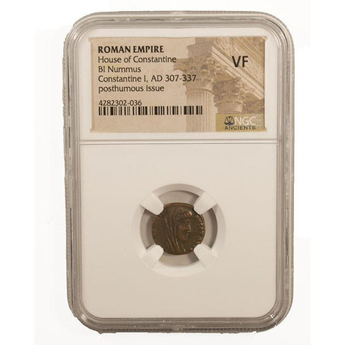 Bullionshark Roman AE4 of Constantine I ,Manus Dei (AD 337-340) NGC (VF) 