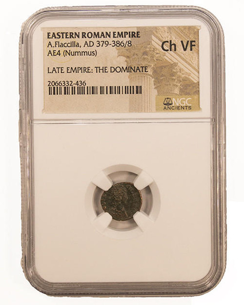 Bullionshark Roman AE4 of Aelia Flacilla (AD356-386)NGC (VF) 