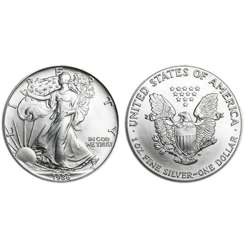 1986年　イーグル銀貨　1oz FINE SILVER 1986 $1 1-oz Silver Eagle BU | GovMint.com