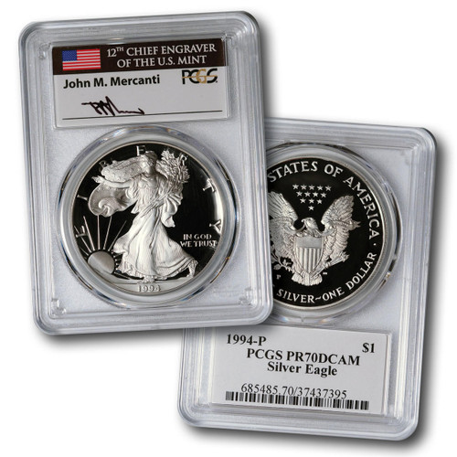 1986-2021 Proof Silver Eagle Set PCGS PR70 DCAM John Mercanti Hand