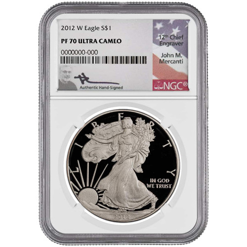 Bullionshark 2012-W Silver Eagle NGC PF70 UCAM John Mercanti Signed