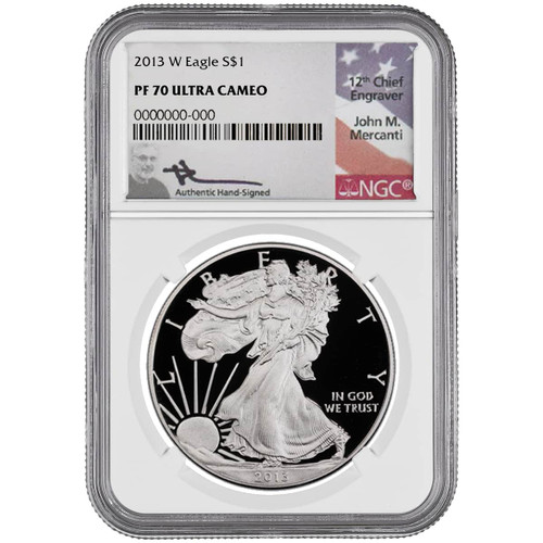 Bullionshark 2013-W Silver Eagle NGC PF70 UCAM John Mercanti Signed