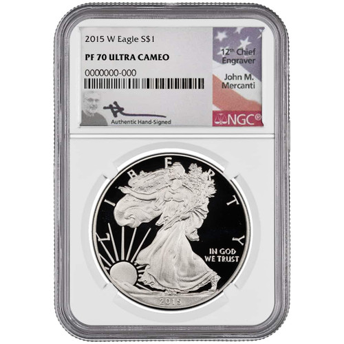 2002-W Silver Eagle NGC PF70 UCAM John Mercanti Signed - Bullion Shark 2002-W Silver Eagle NGC PF70 UCAM John Mercanti Signed - Bullion Shark
