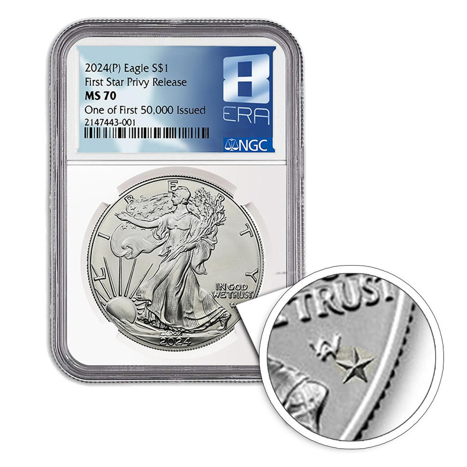 2024 (P) American Eagle Silver Coin A Rare Star Privy Mark Edition Bullion Shark