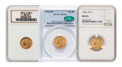 Certified $2.5 Gold Coins