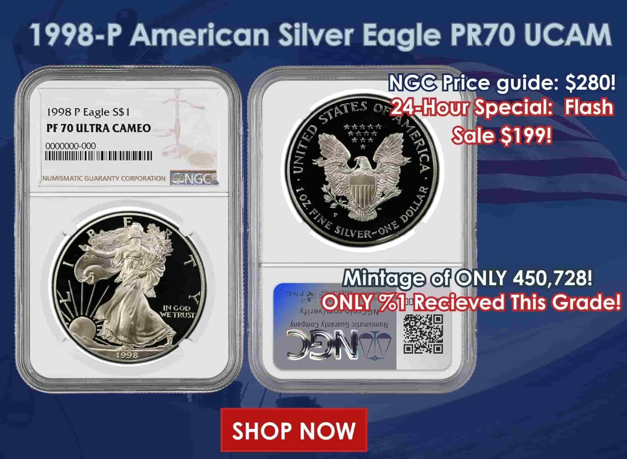 1998-P American Silver Eagle Proof - NGC PF70 UCAM