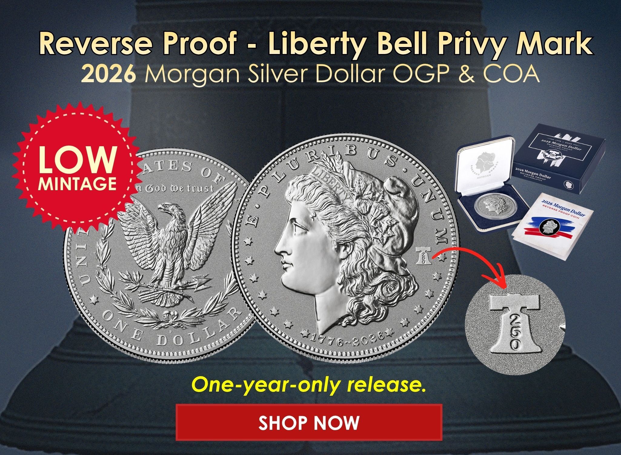 2026 Morgan Silver Dollar Reverse Proof Liberty Bell Privy Mark