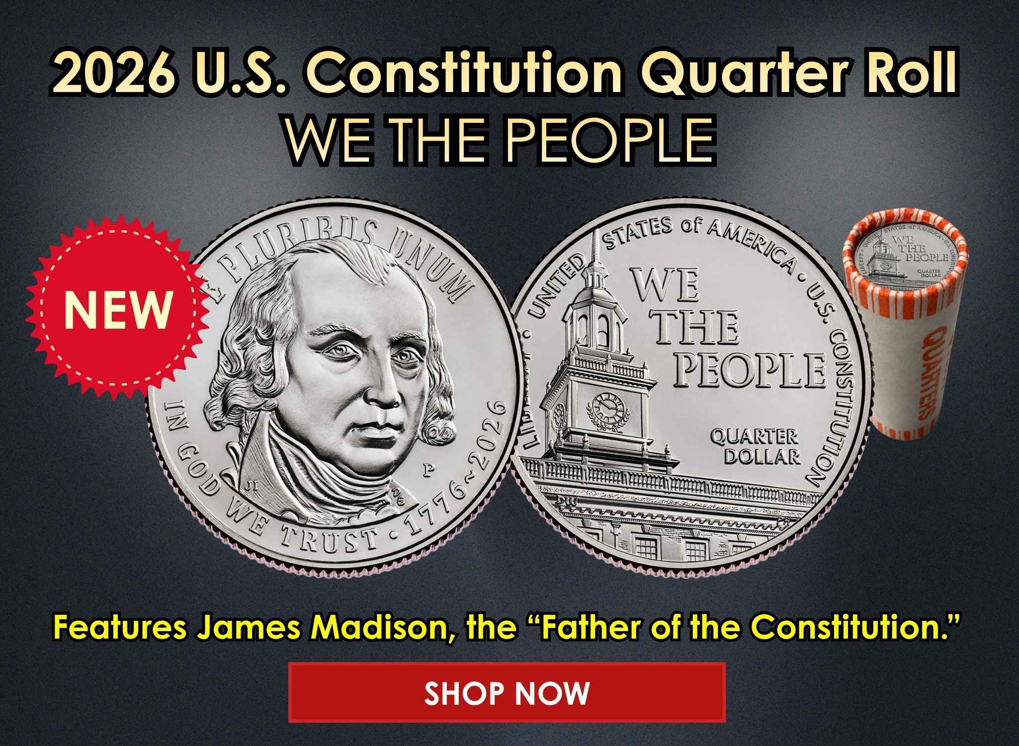 2026 P U.S. Constitution Quarter Roll BU - America 250