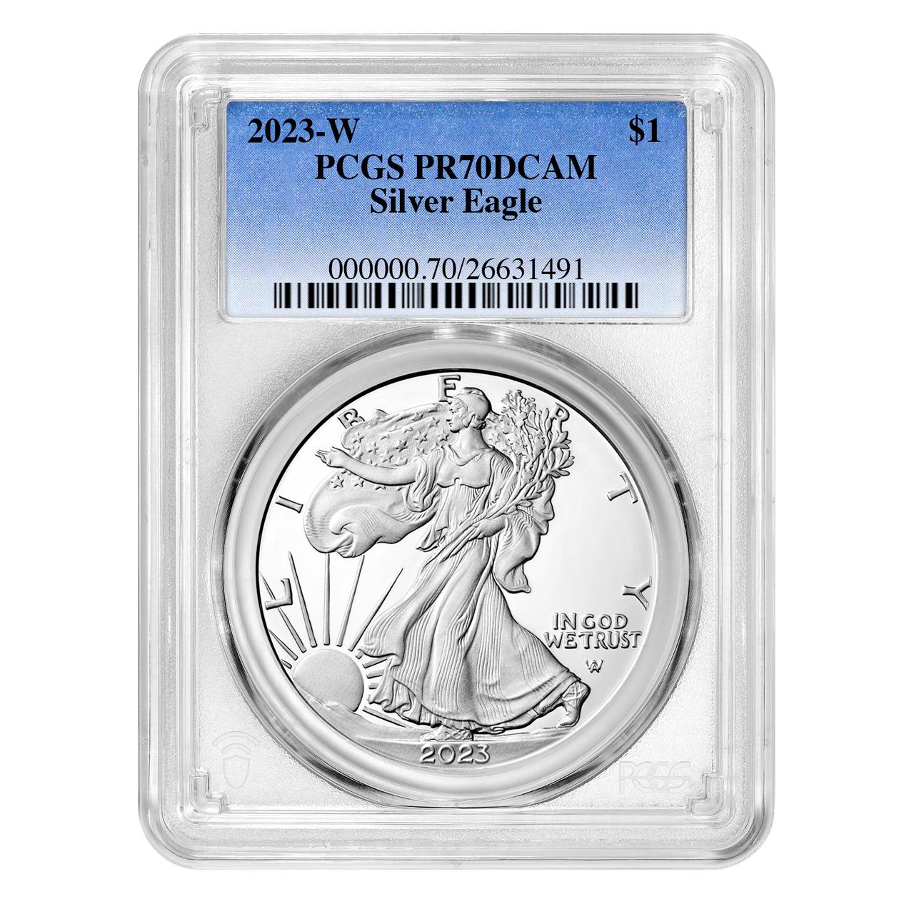 2023-W Proof Silver Eagle PCGS PR70 DCAM Blue Label