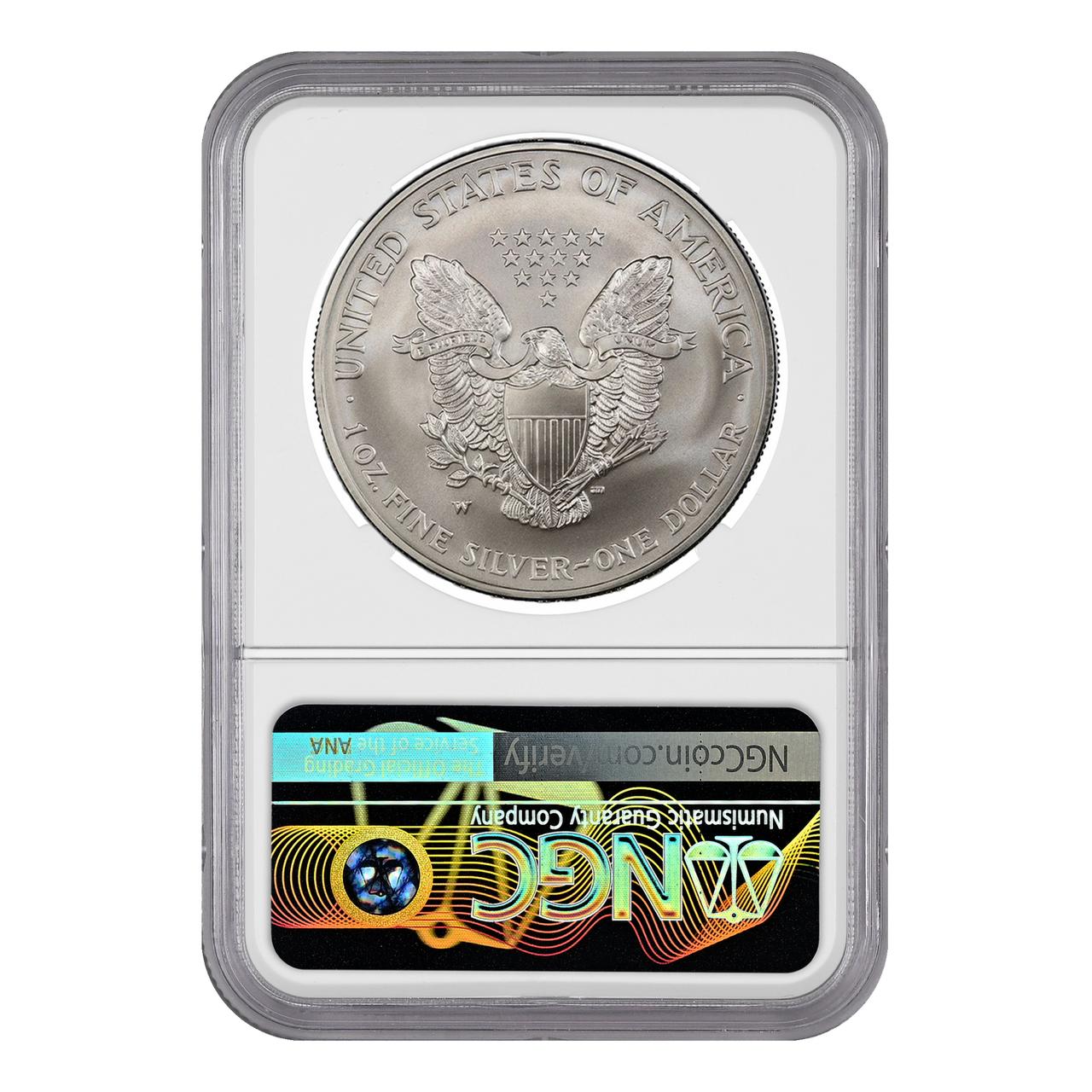 2008-W Rev of 2007 Burnished Silver Eagle NGC MS70