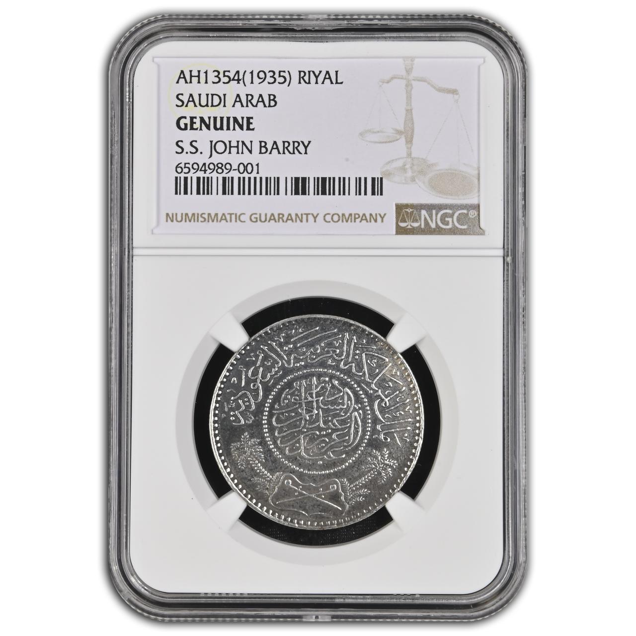 SS John Barry Shipwreck Silver Coin NGC Genuine