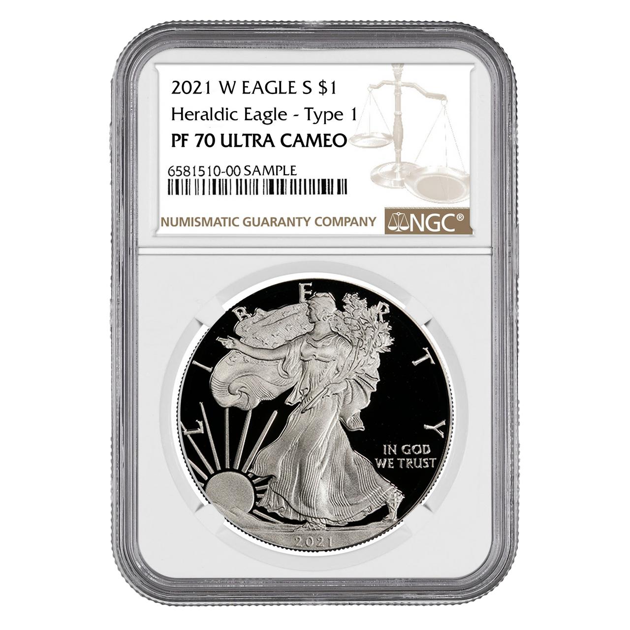 【奇跡の黒×黒】2021 イーグル銀貨 NGC PF70UC ER 最終タイプ1 2021-W Proof Silver Eagle NGC PF70 - Type 1