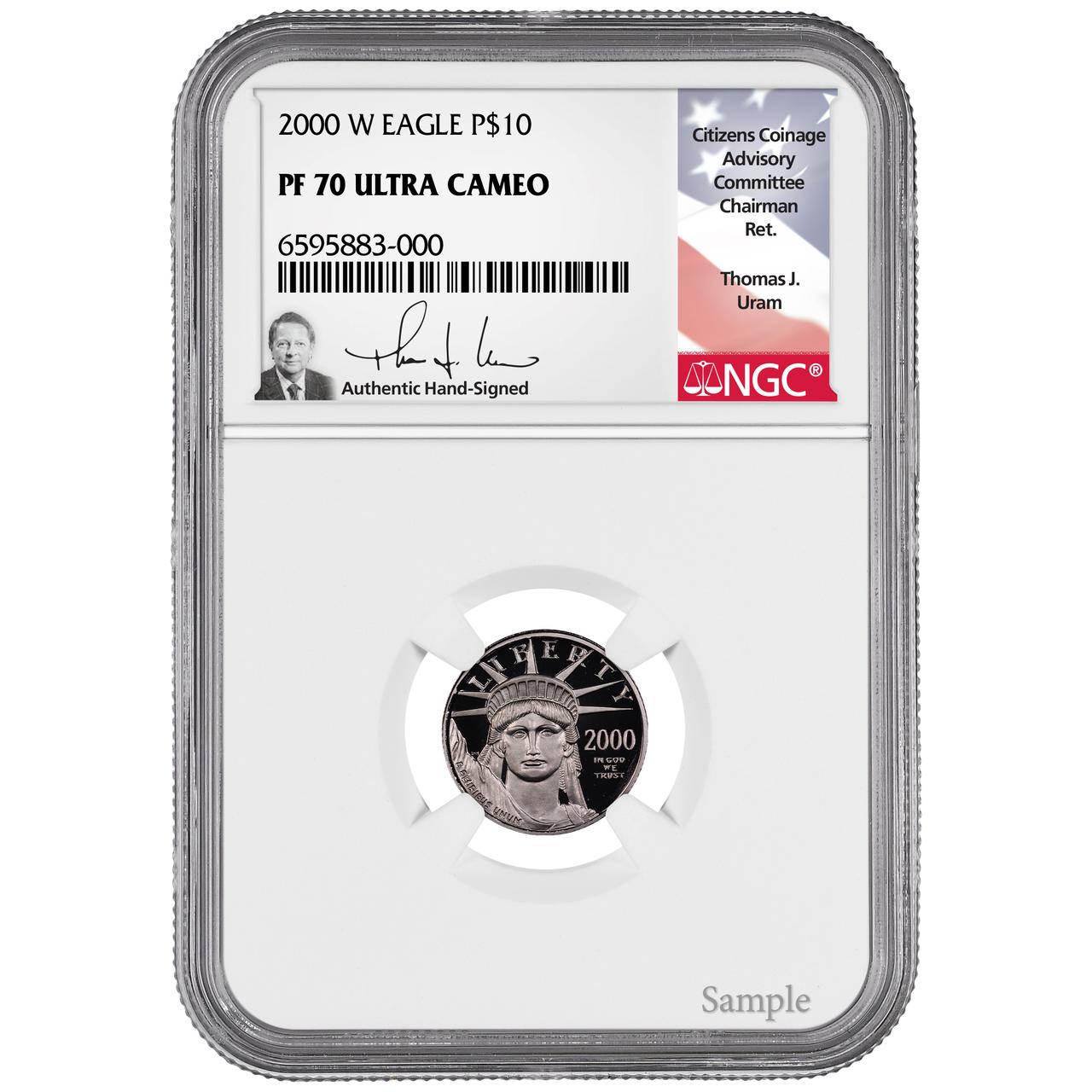 1998-W $10 Proof Platinum Eagle NGC PF70 Ultra Cameo Thomas Uram