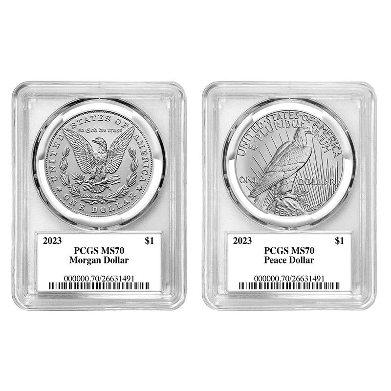NGC MS66 2023 $2 カナダ キングチャールズ ファーストリリース 2023(P) Morgan & Peace Silver Dollar 2-pc Set NGC MS70 FDI w