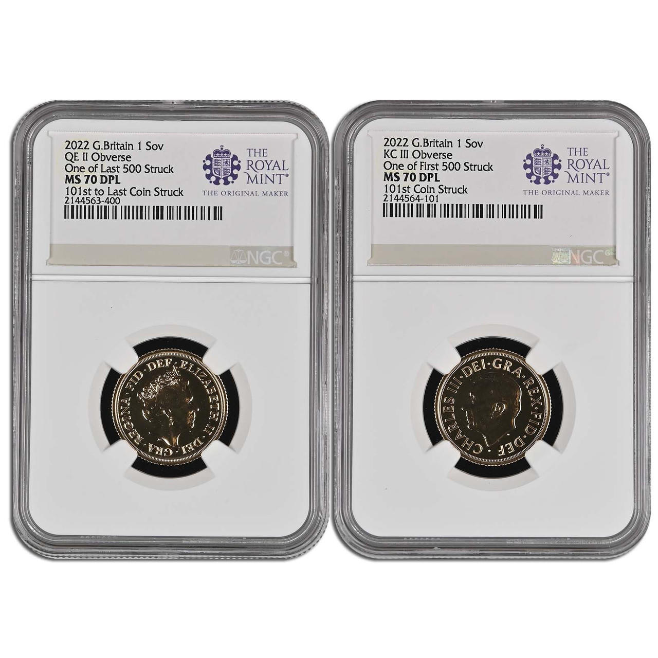 2022 King and Queen Gold Sovereign NGC MS70 DPL - First and Last 500 Struck  (Royal Succession Series)