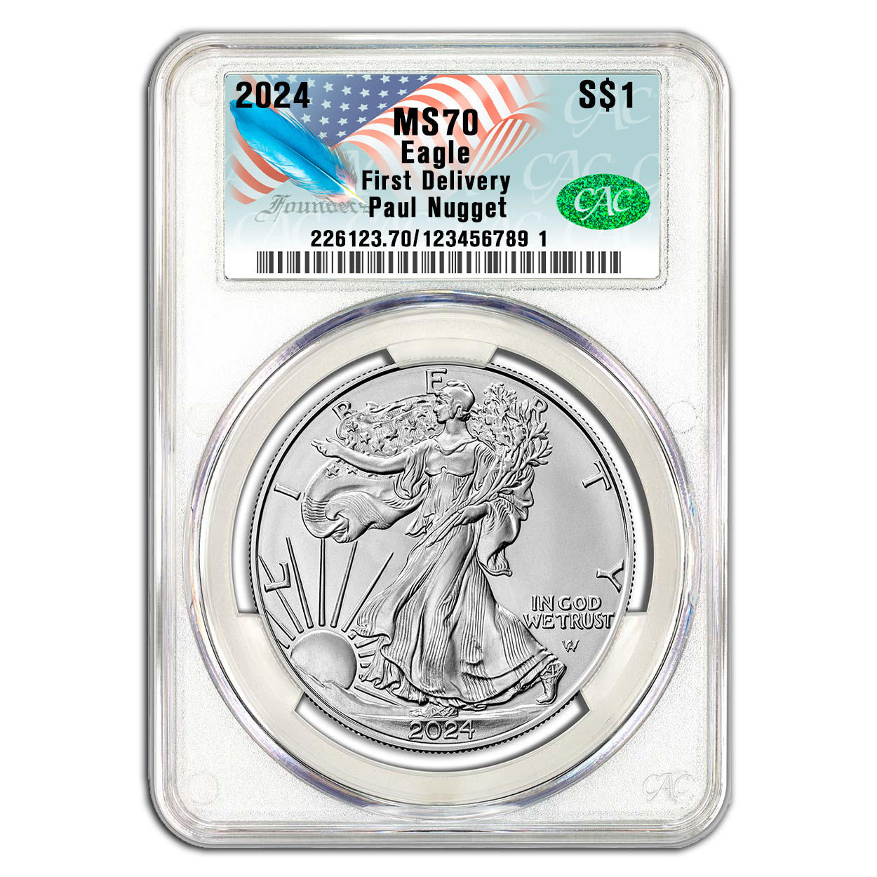 2024 $1 American Silver Eagle CAC MS70 First Delivery - Paul