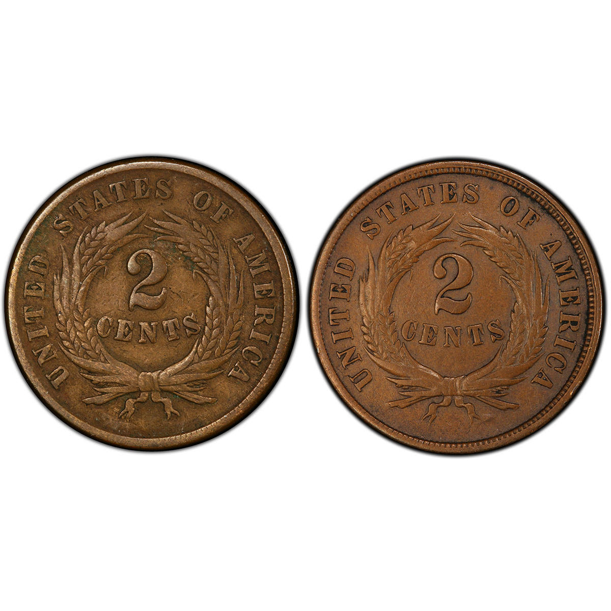1864 & 1865 Two Cent Civil War 2pc Collection