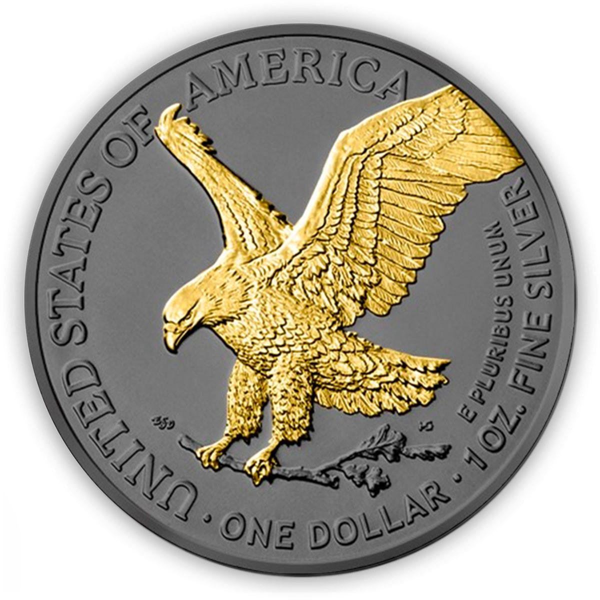 2024 Silver Eagle Black Ruthenium & Gold Enhanced 1 oz Silver