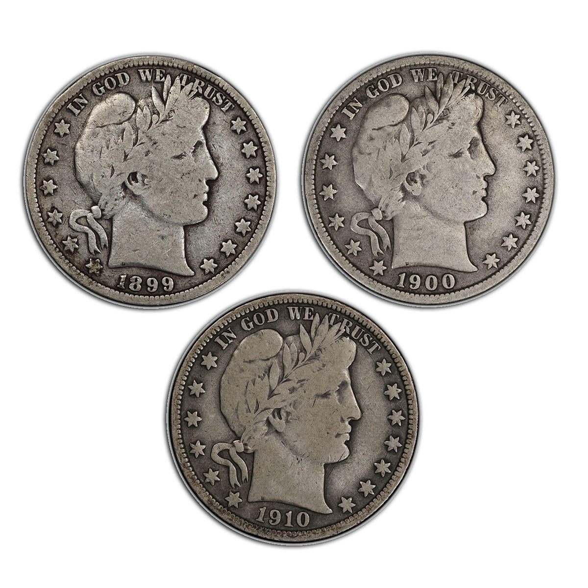 Barber Half Dollar - 3 Decade Collection with Black Pouch