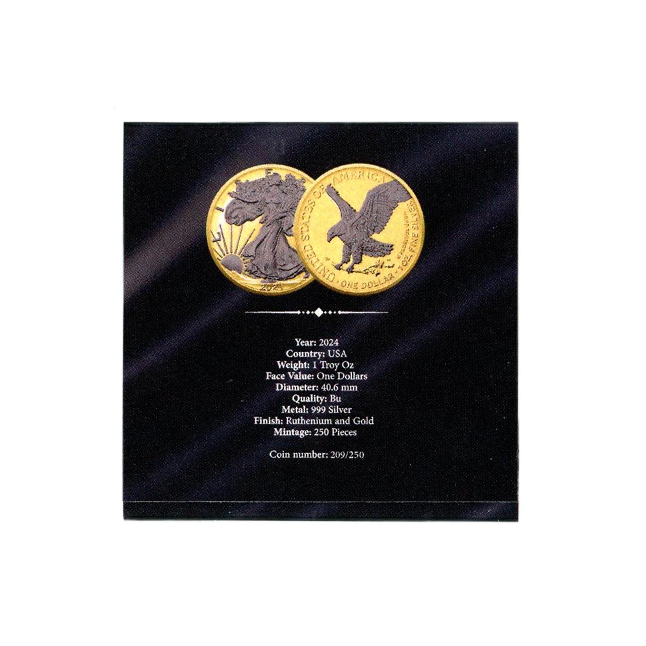 Buy 2024 Silver Eagle Reverse Black Ruthenium & Gold Online