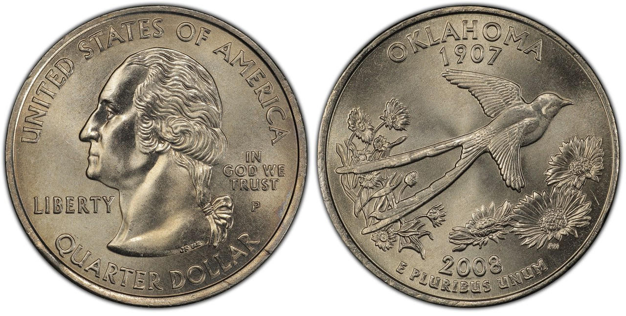 【新品未使用】2008年発行 オクラホマ州Quarter 1 バンク•ロール 2008 D Oklahoma State Quarter from U.S. Mint roll 