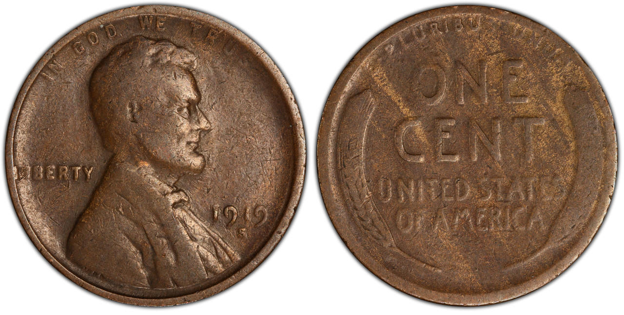 1919-S Penny - Wheat Penny - Circulated VG Lincoln Cent